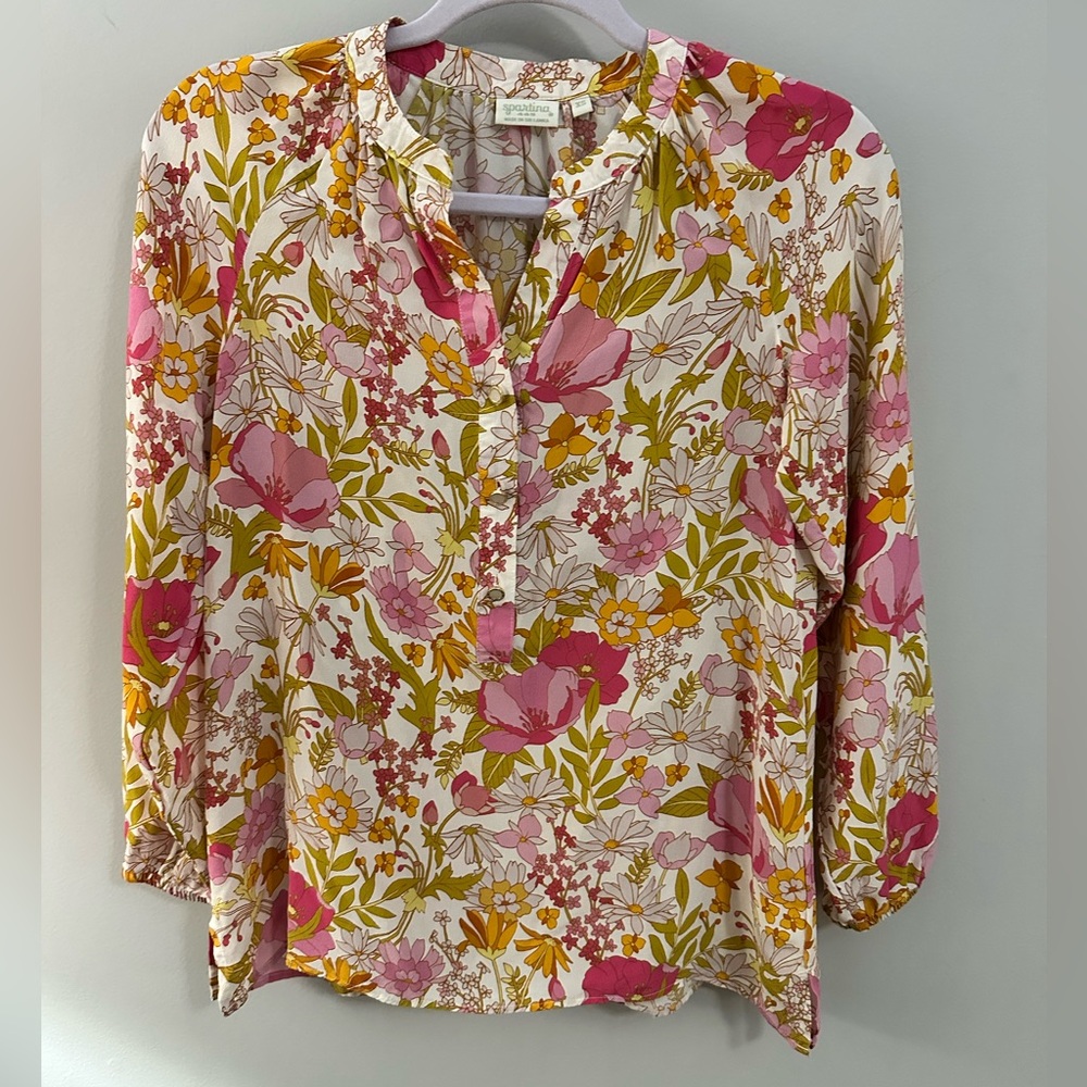 Spartina 449 Floral Top - Pink, Green, Yellow